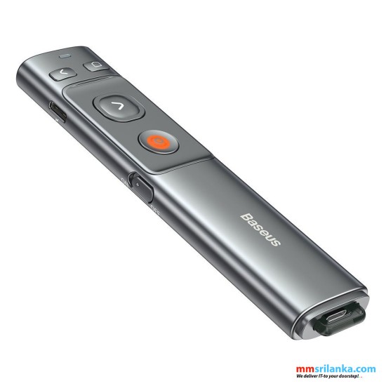 Baseus Orange Dot Rechargeable Wireless Presenter (Red Laser) Grey  (6M)